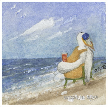 Mimi on beach chair with carrot juice