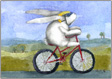 Mimi riding bicycle, giclee print