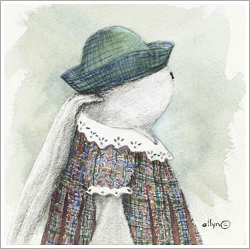 Mimi wearing her favorite hat and dress 