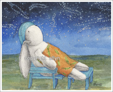 Mimi with blanket looking at carrot stars