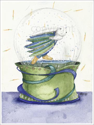 Mimi skates in the snow globe