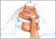 Mimi wearing orange scarf in snow, giclee print