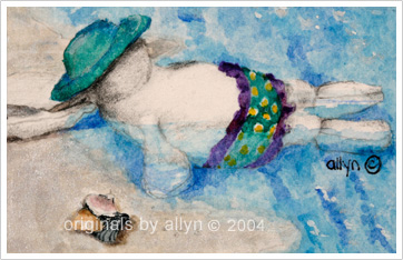 Mimi and seashells, giclee print